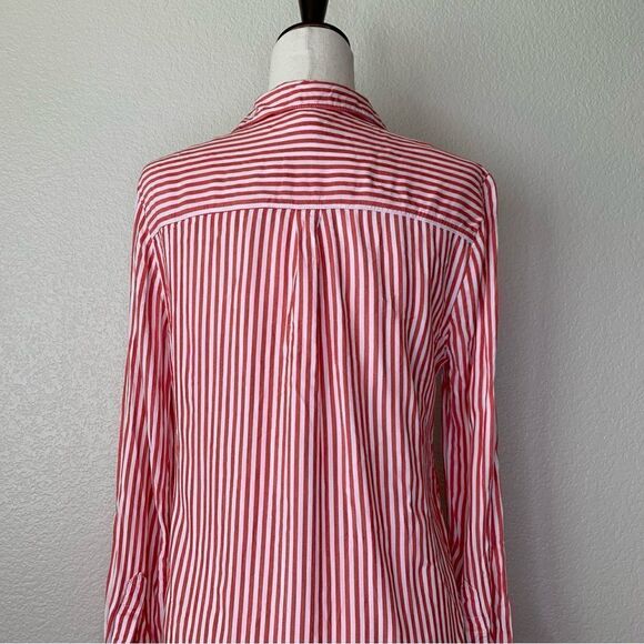 Beachlunchlounge Red White Stripe Front Button down Shirt - Picture 8 of 11